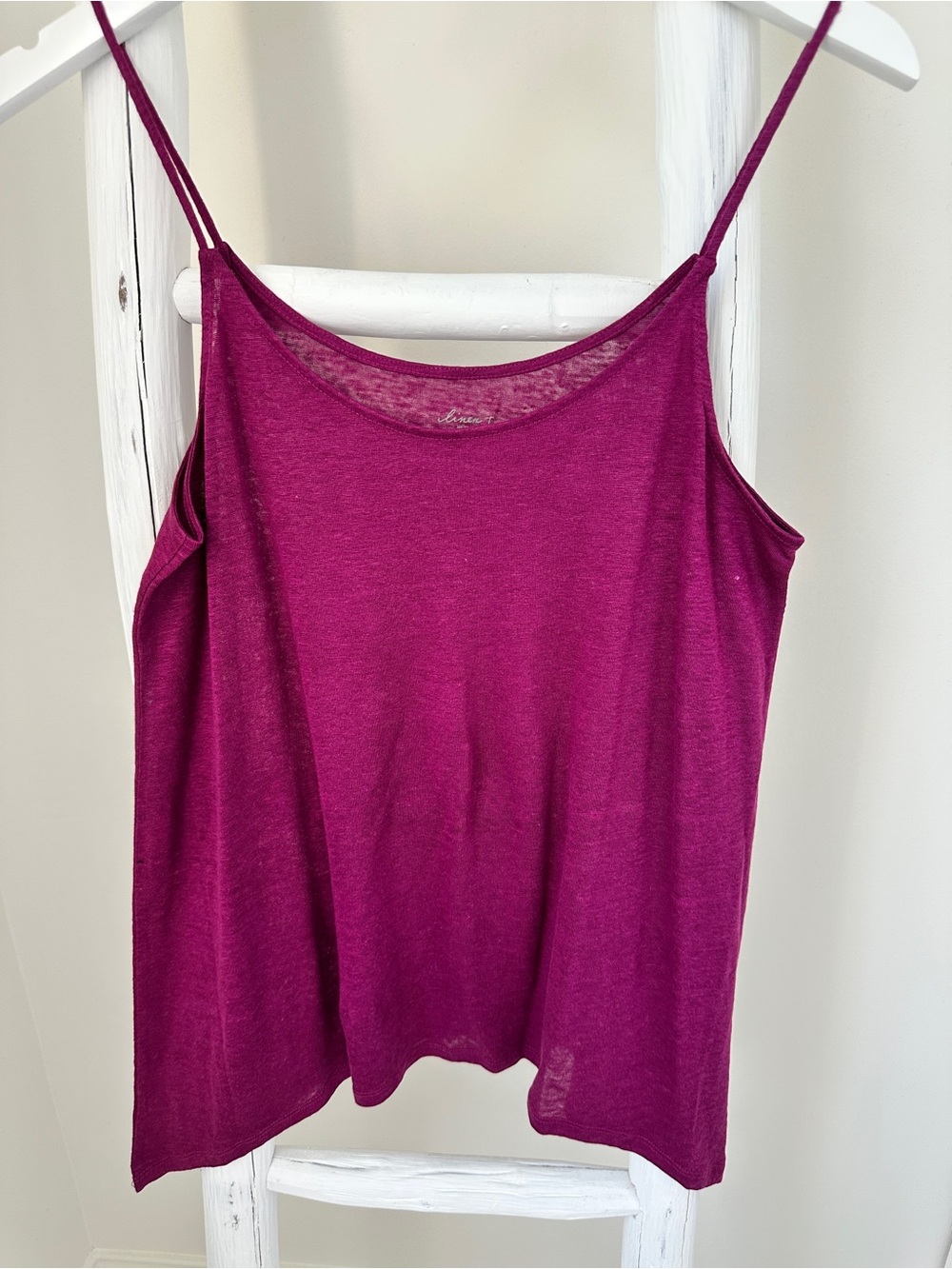 LOFT Magenta Spaghetti Strap Linen Camisole Tank Top Size Medium